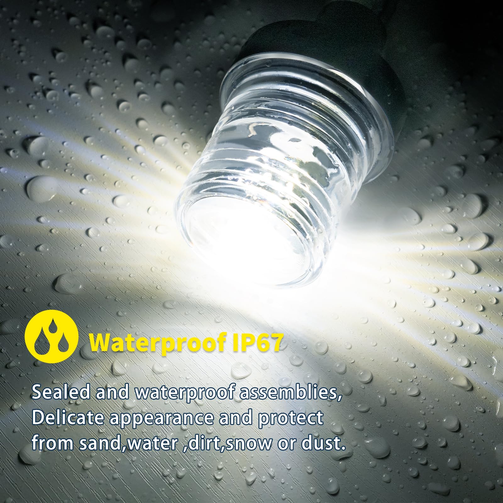 Marinexplore White LED Boat Anchor Light - 6 Stern Light for Bimini Top, 3 Nautical Mile Visibility, 12-24V All Round